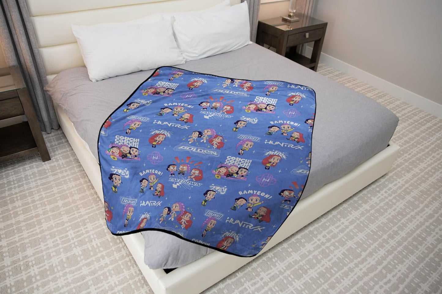 Kpop Demon Hunters Huntrix Plush Throw Blanket – Ultra Soft Fleece Kids Blanket, Purple 46x60