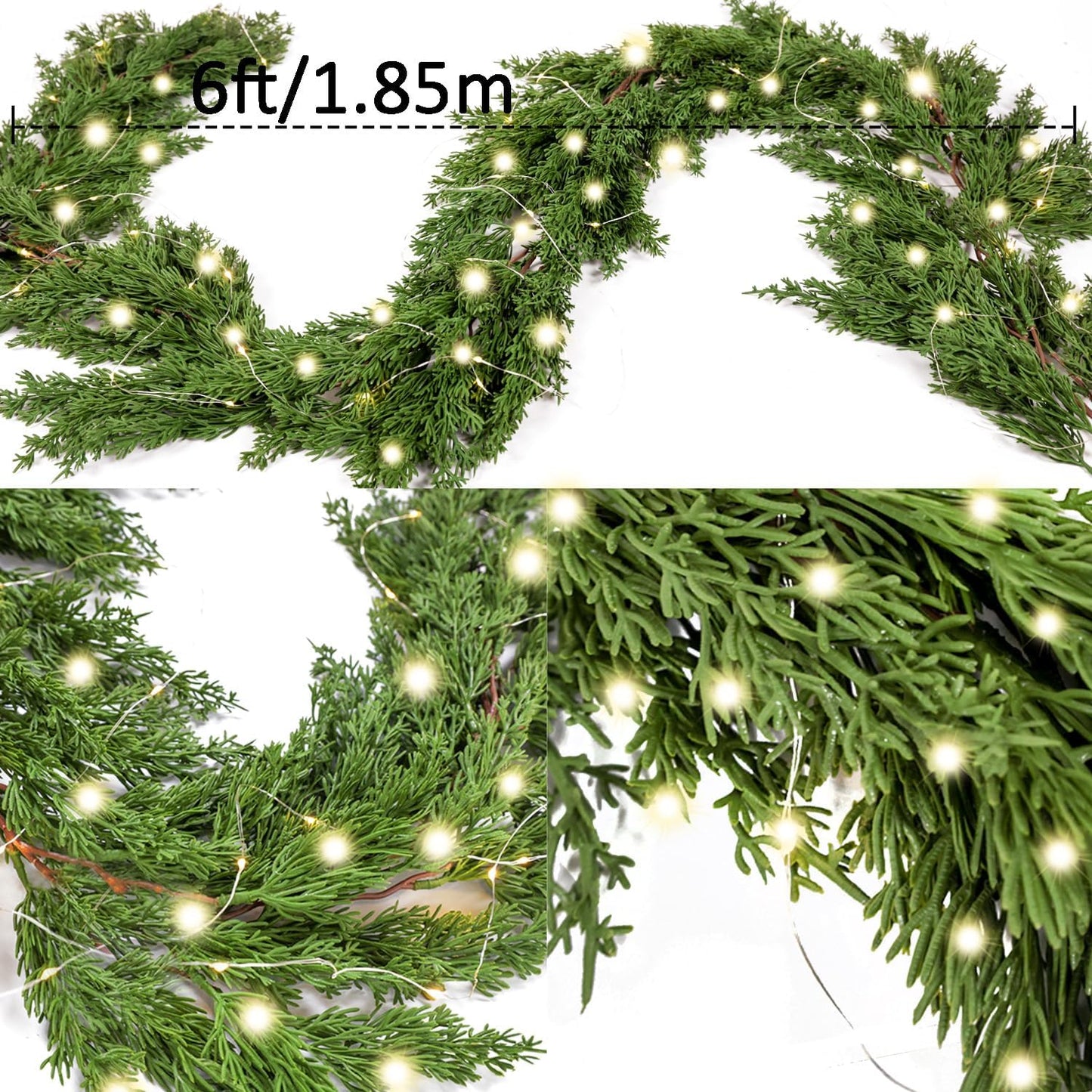 6FT Artificial Christmas Garland with LED String Lights