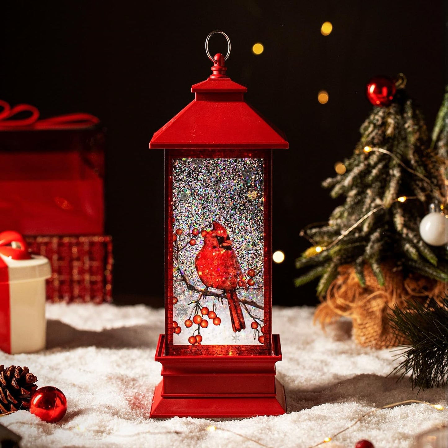 Cardinal Snow Globe Lantern – Festive Lighted Décor Gift for Home