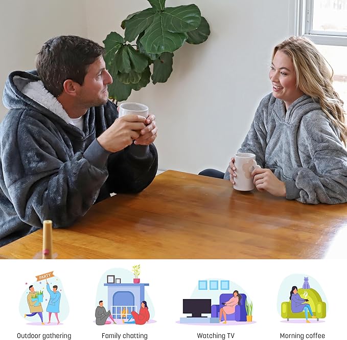 Oversized Blanket Hoodie – Wearable Sherpa Pullover for Men & Women