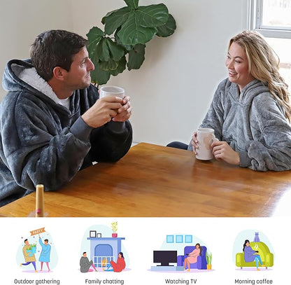 Oversized Blanket Hoodie – Wearable Sherpa Pullover for Men & Women