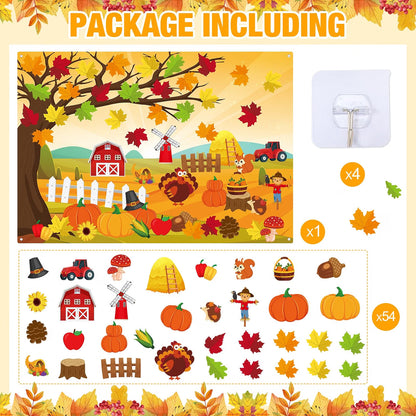 3.4 FT Fall Felt Story Board Set – 55-Piece Autumn Wall Activity Board for Kids