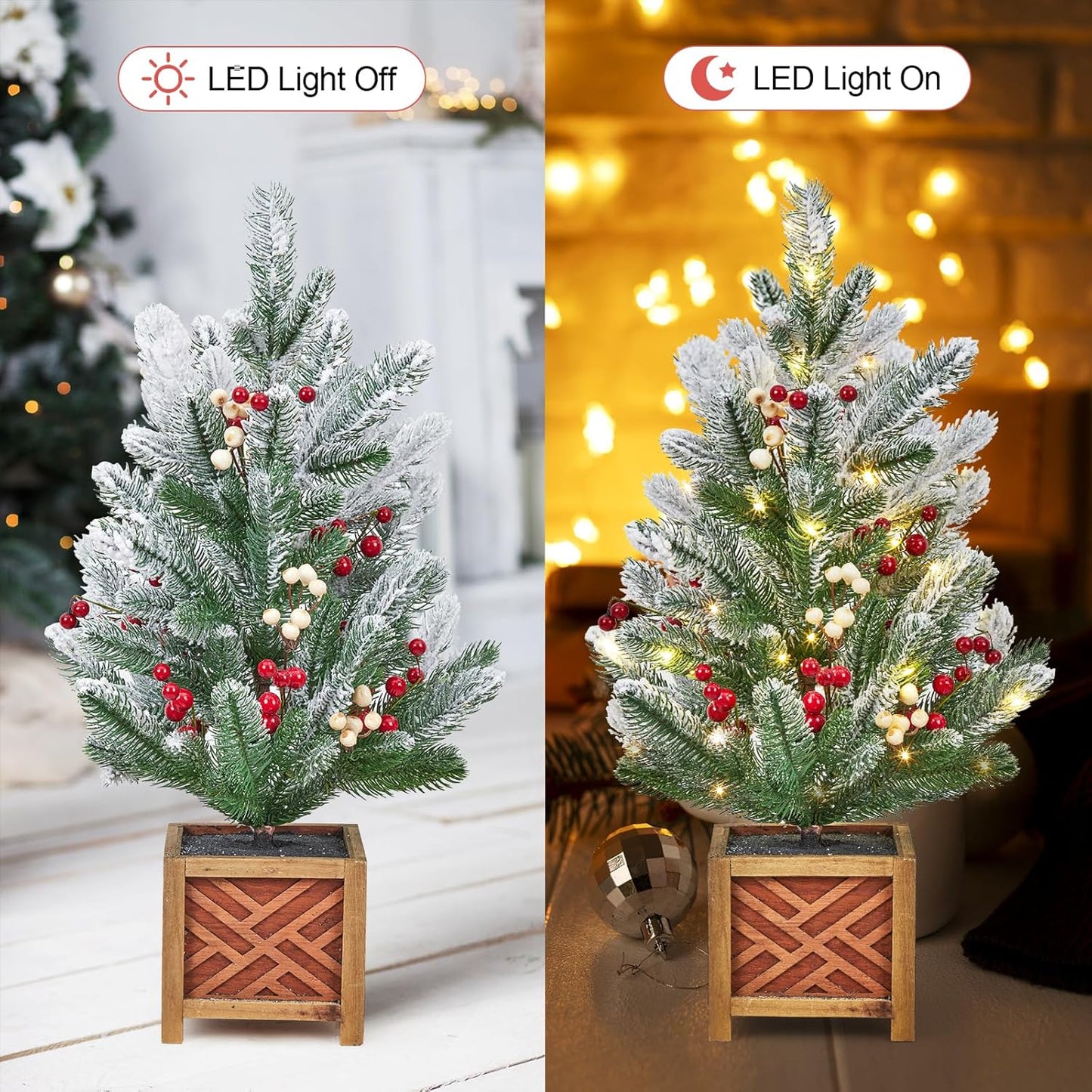 24" Pre-Lit Mini Christmas Tree with Decorations