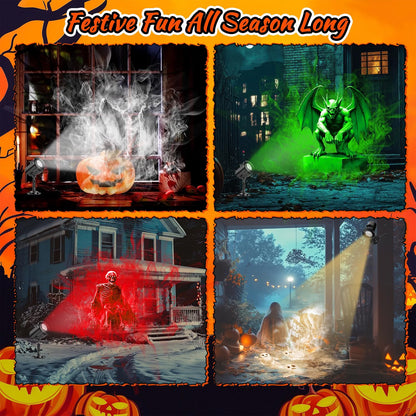 12-in-1 Halloween 3D Ghost Projector Light – Waterproof Outdoor Holiday Decoration with Spooky Projection Effects