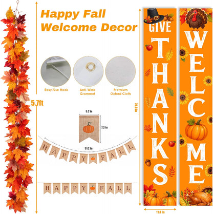70-Piece Thanksgiving Fall Décor Set – Maple Leaf Garland & Autumn Harvest Decorations