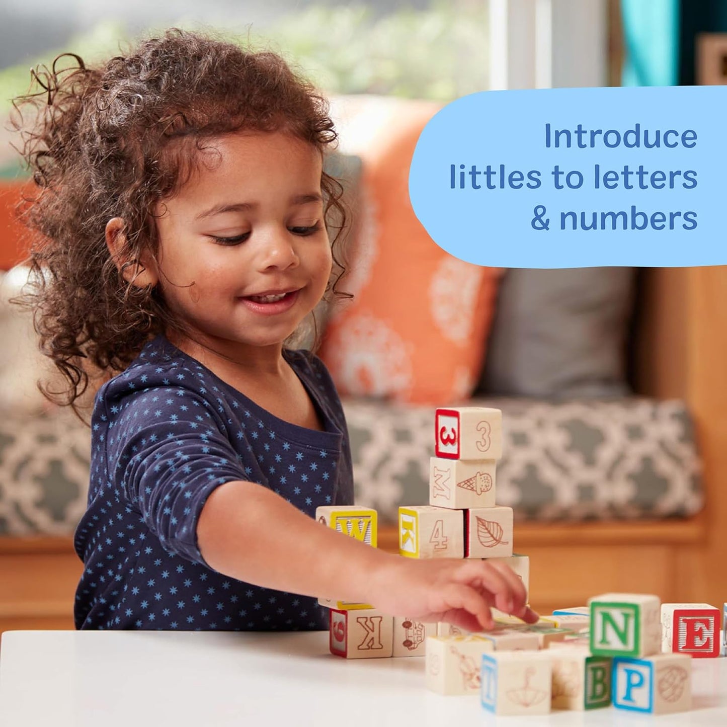 Deluxe Wooden ABC/123 Blocks Set (50 pcs) with Storage Pouch