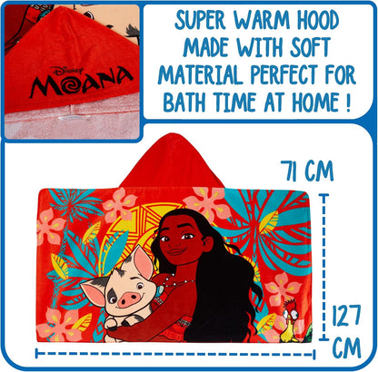 Moana Hooded Towel Poncho – 100% Cotton Kids Beach & Bath Towel Wrap with Hood