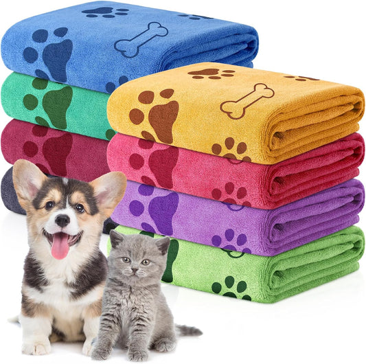 8 Pack Dog Towels – Microfiber Fast-Drying Pet Bath Towels for Dogs & Cats, 18" x 28"