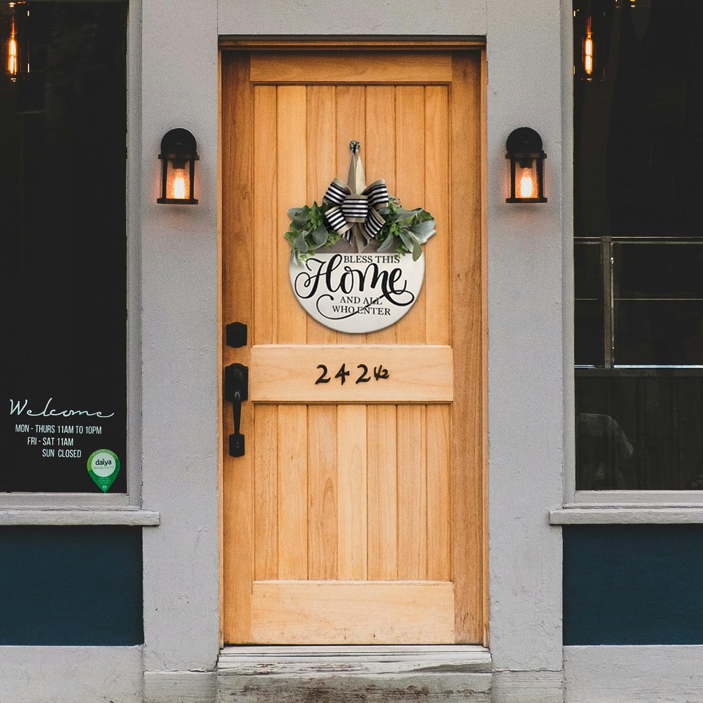 Rustic Round Wood Welcome Sign – Front Door & Porch Wall Décor for All Seasons