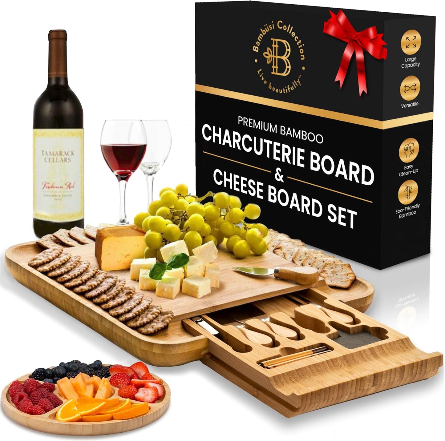 Bamboo Cheese Board & Knife Set – Gift-Ready Set for Any Occasion