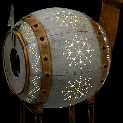 33" Tall Metal Barrel Reindeer with LED Lights