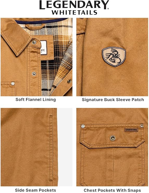 Water Resistant Men's Flannel Lined Shirt Jacket, Waxed Cotton, Extra Large, Copper Rust Color