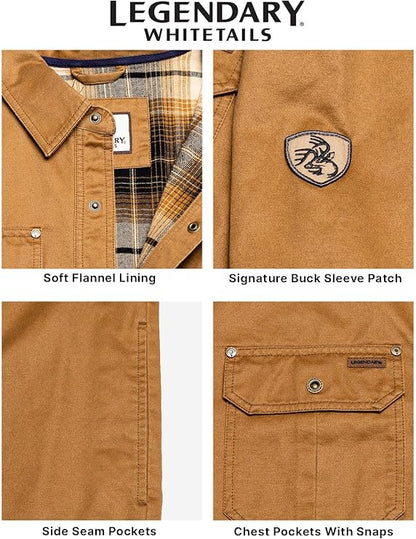 Water Resistant Men's Flannel Lined Shirt Jacket, Waxed Cotton, Extra Large, Copper Rust Color