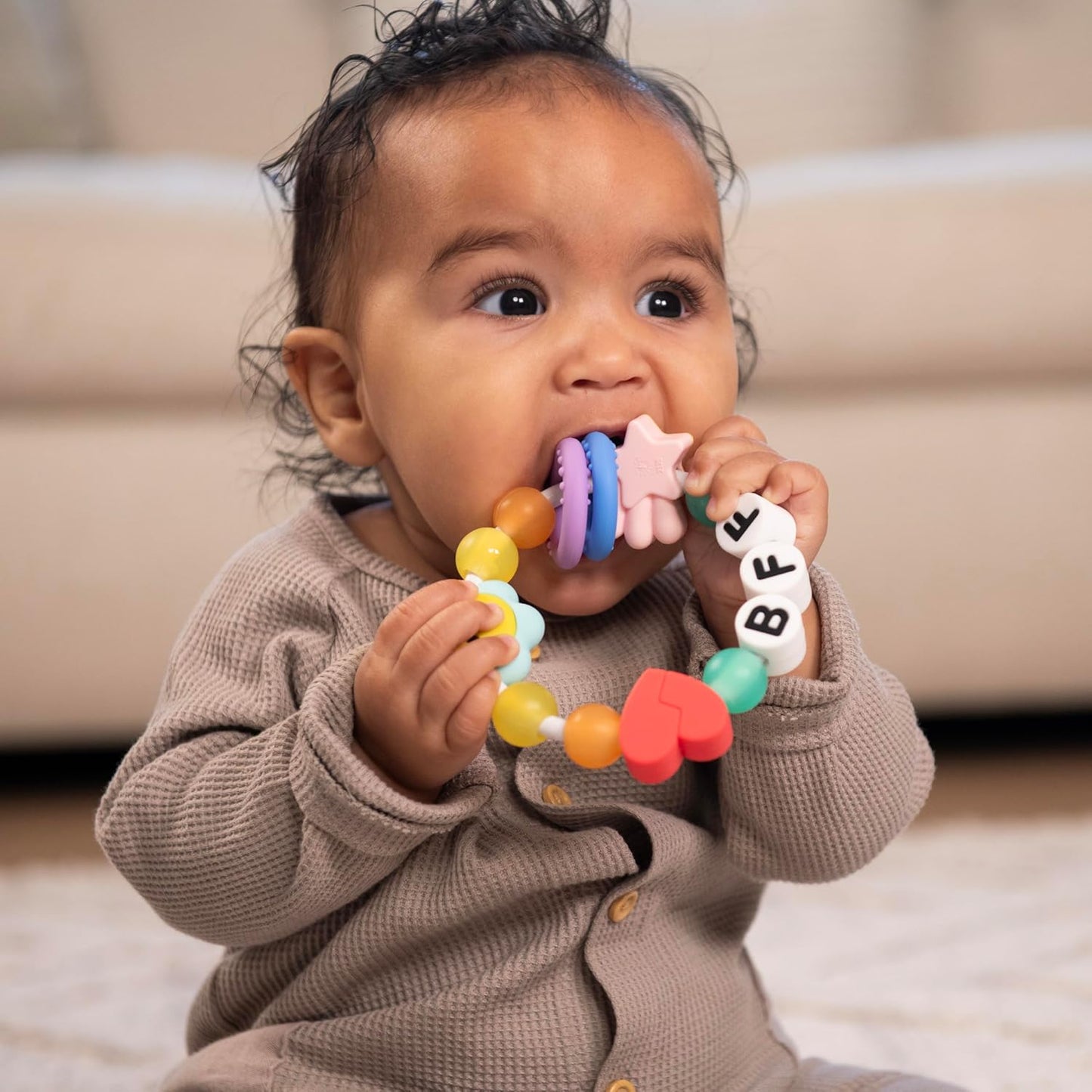 BFF Friendship Baby Teether – Soft Silicone Easy-Grip Teething Toy with Textures