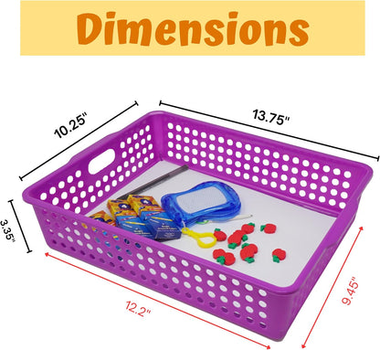 6-Pack Colorful Plastic Storage Bins - for Organizing Classroom Supplies