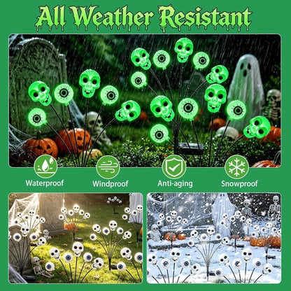 4-Pack Solar Halloween Scary Eyeball Lights – Green LED Outdoor Spooky Yard & Garden Decorations