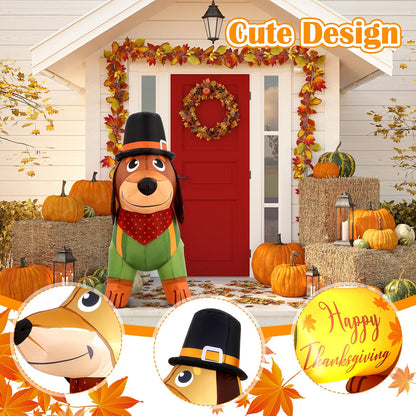 5.3 FT Thanksgiving Inflatable Dachshund – LED Light-Up Fall Dog Blow-Up Decoration for Outdoor Yard, Lawn & Garden