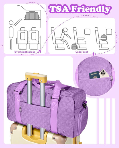 Initial Weekender Duffle Bag – Personalized Travel & Gym Bag (Purple, Letter A)