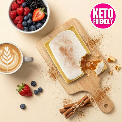 High-Protein Cinnamon Pastry – Keto-Friendly Frosted Breakfast Tart, Low Carb, Low Sugar Snack for Adults & Kids