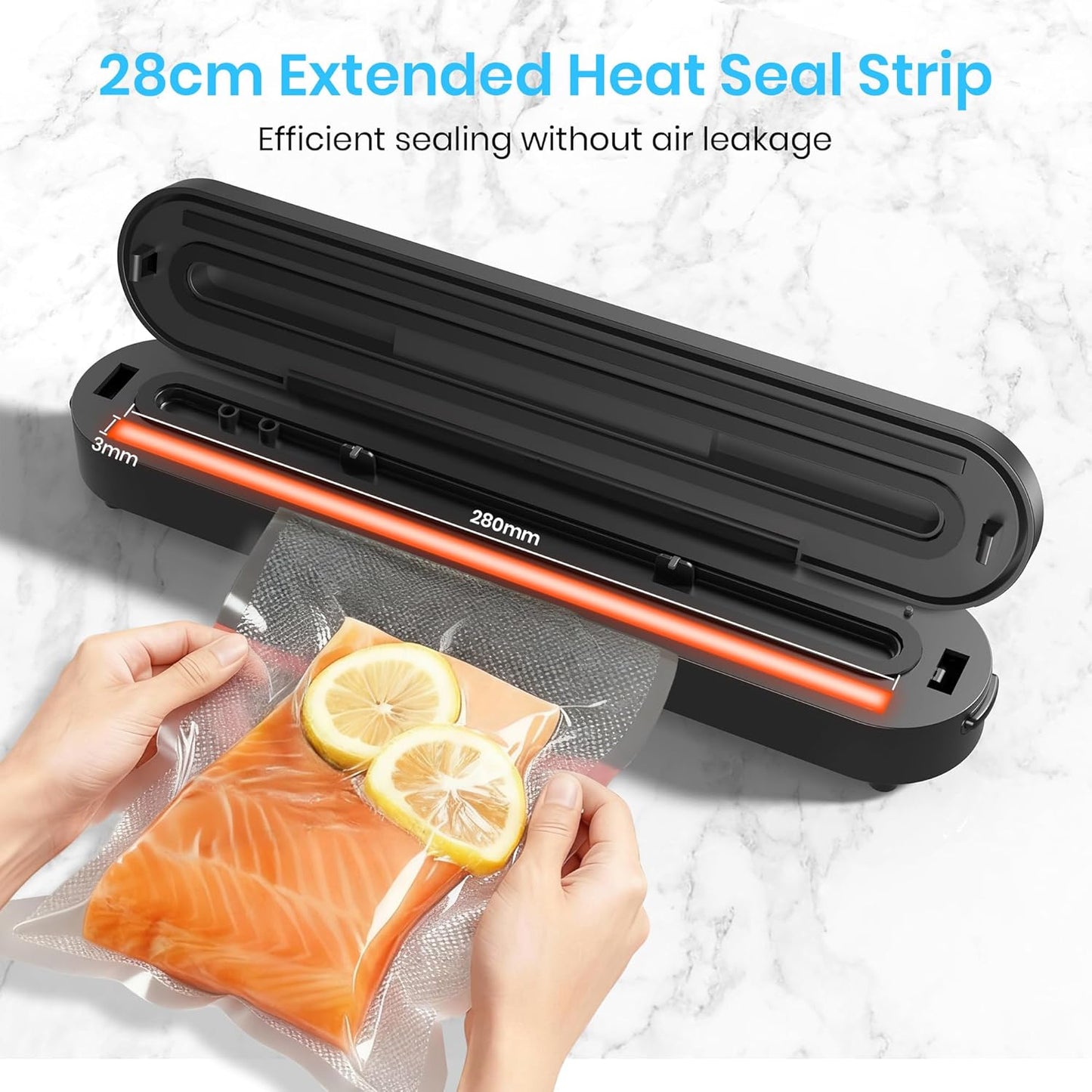 Food Vacuum Sealer Machine, 75kPa Compact Vacuum Sealer for Food, 4-in-1 Food Sealer with Digital Timer, Moist/Dry, Pulse, Seal Modes, Includes 20 Vacuum Bags, Perfect for Freezer Storage, Black