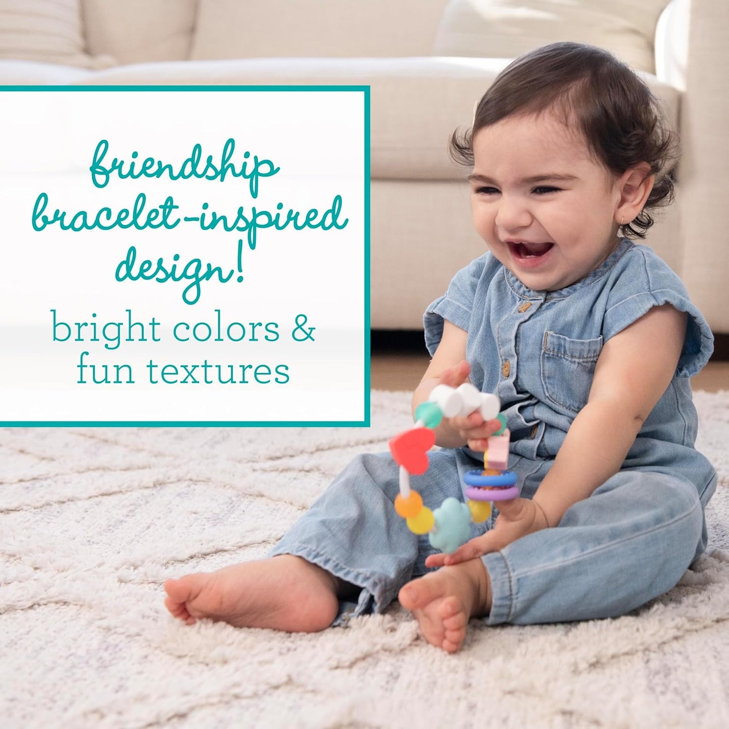 BFF Friendship Baby Teether – Soft Silicone Easy-Grip Teething Toy with Textures