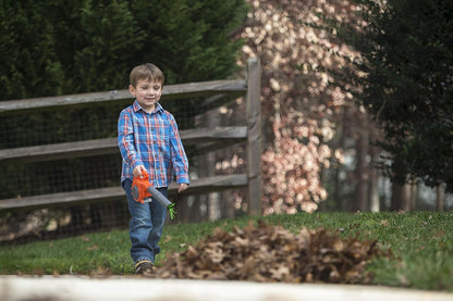 Toy Leaf Blower - Light-Up Engine with Sound & Real Air for Ages 3+ (Orange/Gray)