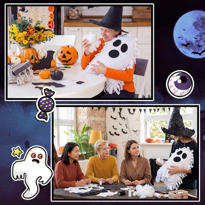 6-Set Halloween Ghost Tied Pillow Craft Kit – No-Sew DIY Pillow Activity for Kids