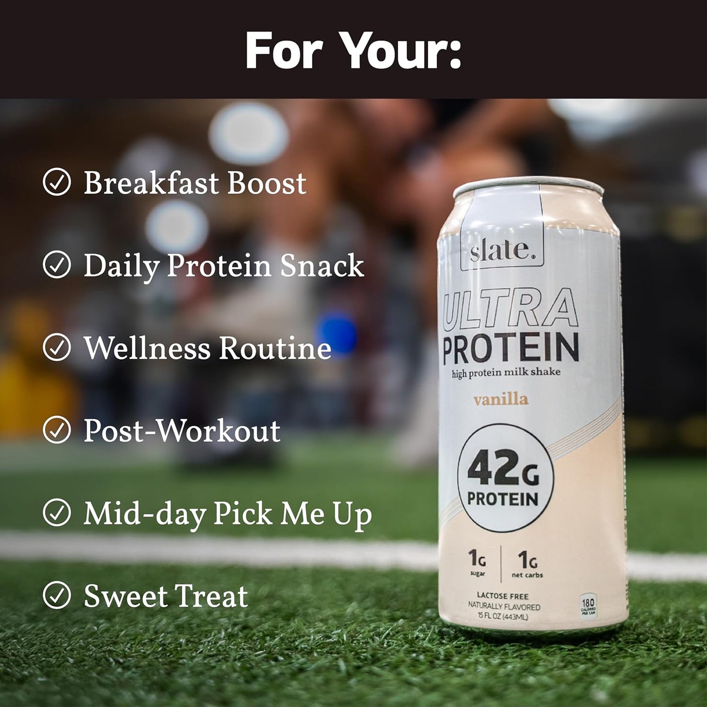 Ultra Protein Shake – Vanilla – 42g Protein, 1g Sugar, 180 Calories, 1g Net Carbs – Lactose Free, No Added Sugar – 15 fl oz (12 Cans)