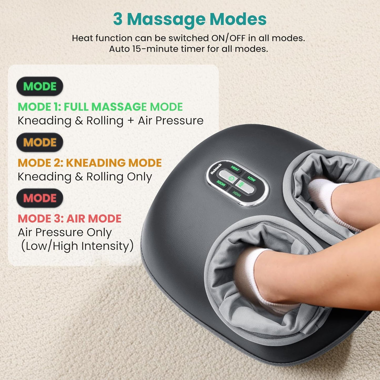 Foot Massager with Heat – Deep-Kneading Air Compression, FSA/HSA Eligible, Improves Circulation & Relieves Foot Pain