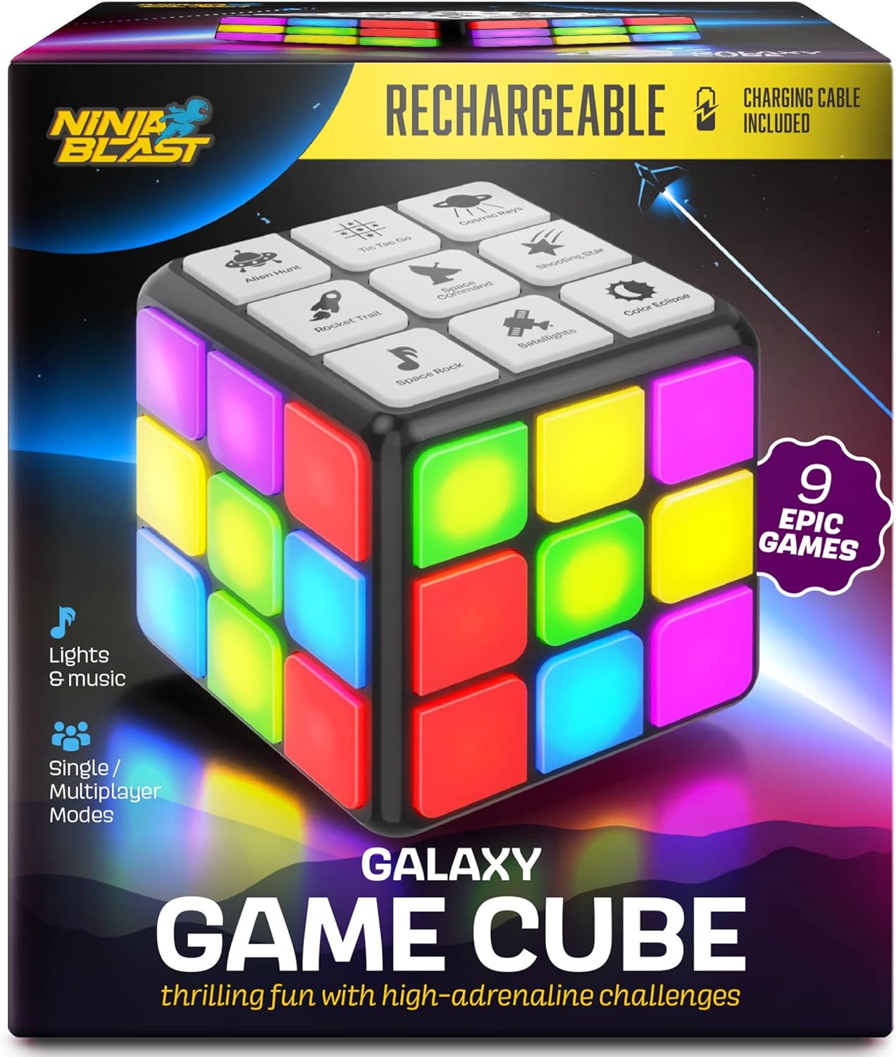 Rechargeable Game Activity Cube – 9 Fun Brain & Memory Games for Boys and Girls | Perfect Birthday Gift for Kids Ages 6-12 – Great Toy Gift Idea!