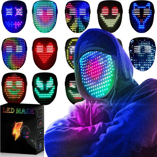 LED Gesture-Sensing Mask – Light-Up Transforming Digital Face Mask for Parties & Gifts