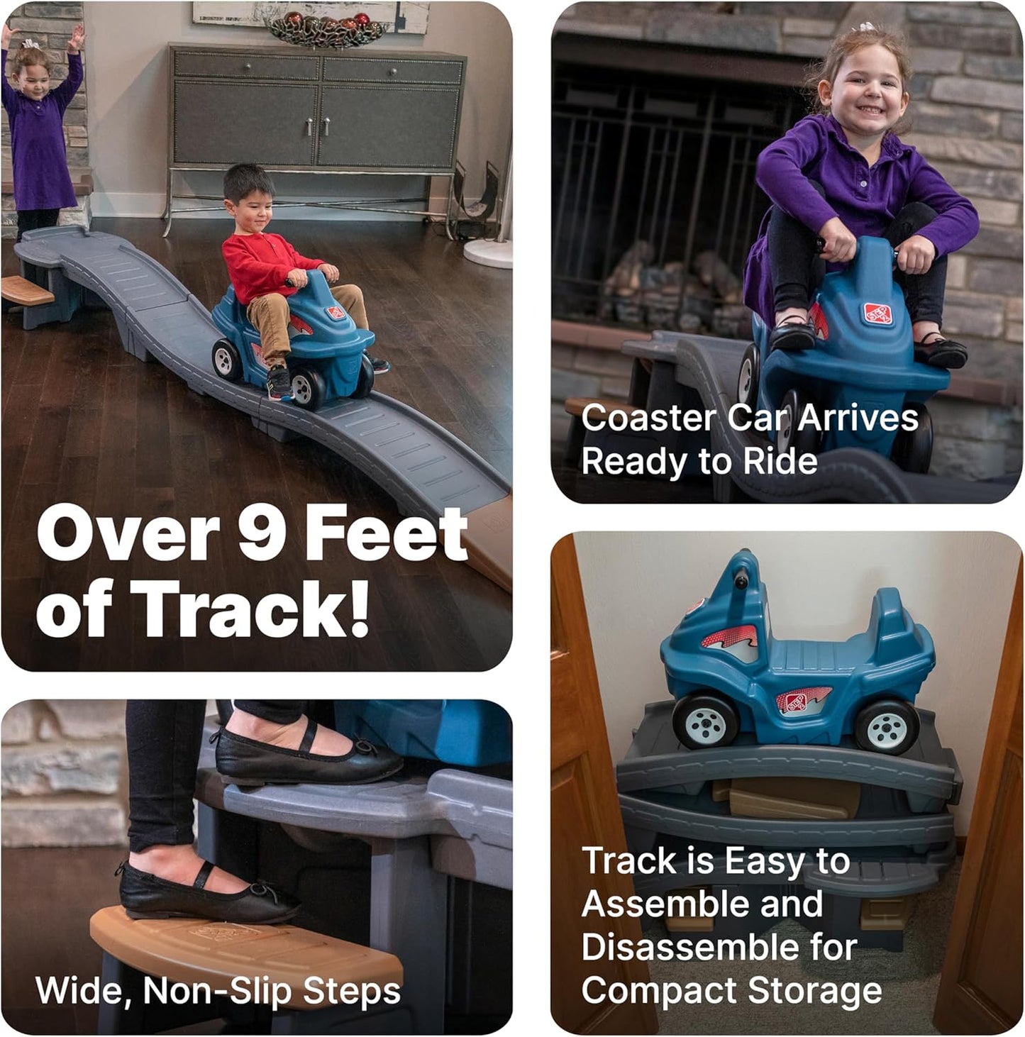 Up & Down Roller Coaster Ride-On – Indoor/Outdoor Toddler Playset (Ages 2–5, 50 lb Max)