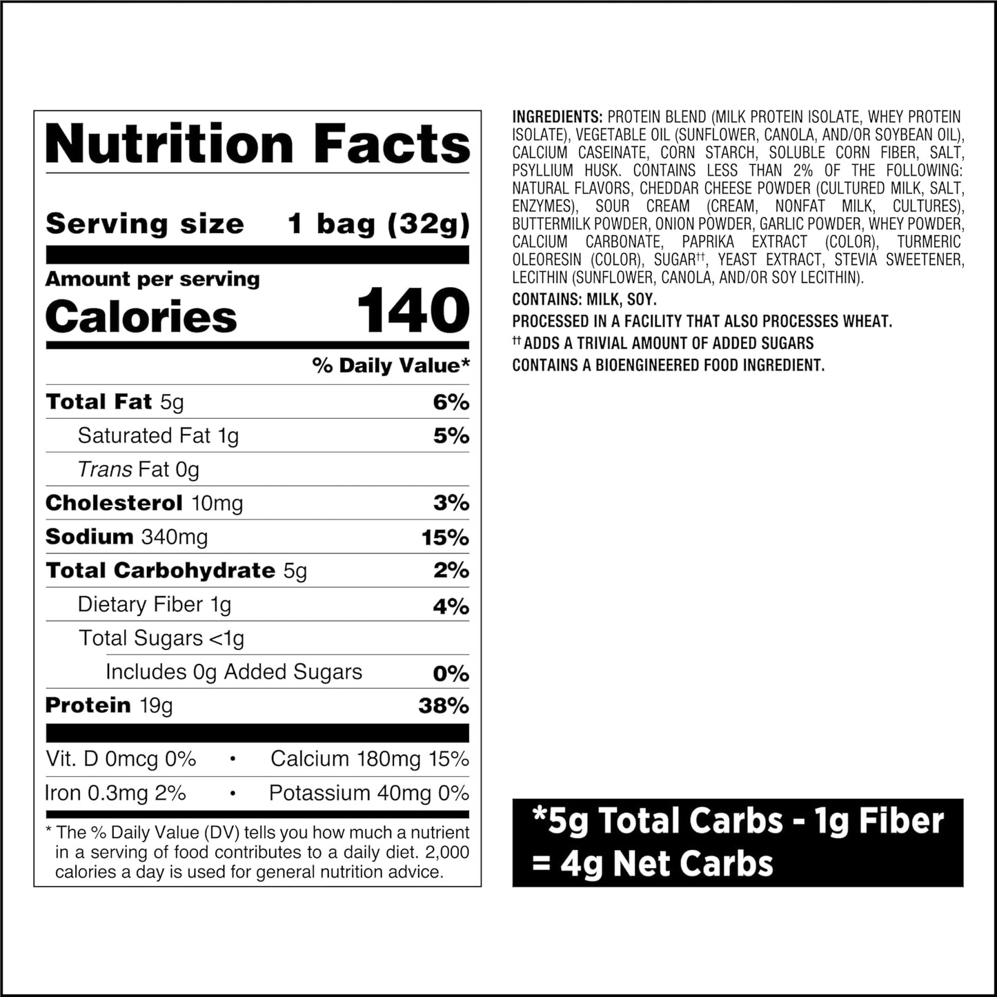 Protein Chips Variety Pack – BBQ, Cheddar & Sour Cream & Sour Cream & Onion – High Protein, Low Carb – 1.1 oz (Pack of 12)