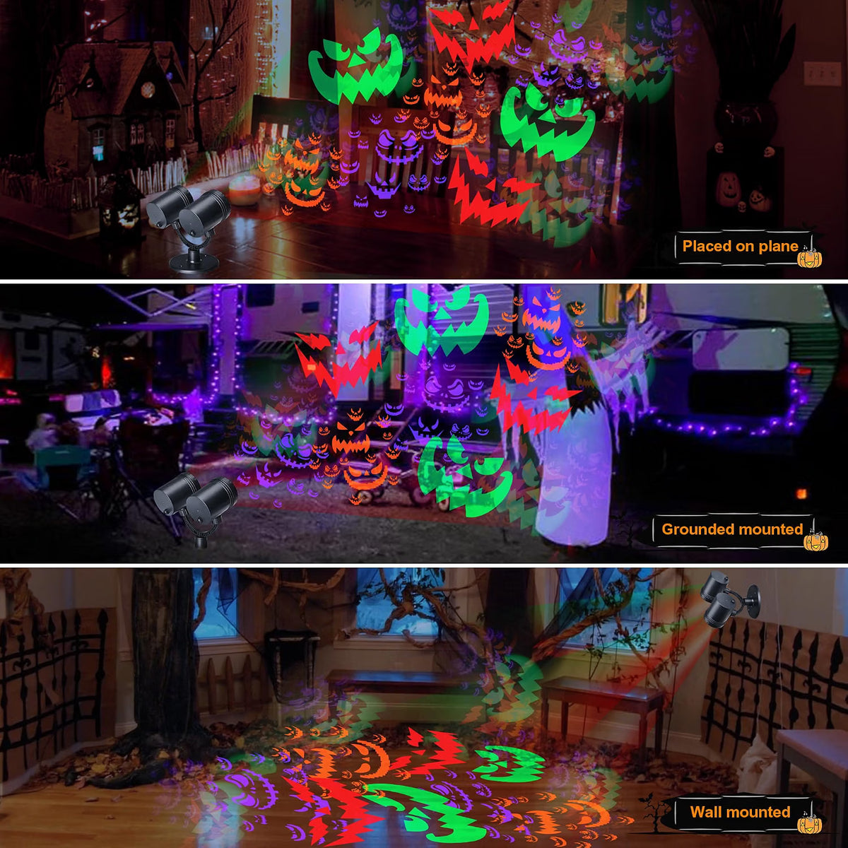 Double-Head Halloween Projector Lights – Dynamic Devil Face Outdoor & Indoor Projection with Timer, Waterproof Holiday Decor