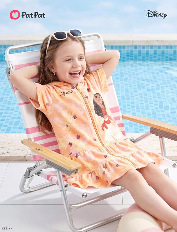 Moana Girls Swim Cover-Up – Hooded Terry Cloth Zip-Up Swimsuit Coverup for Ages 2–9 Years Old