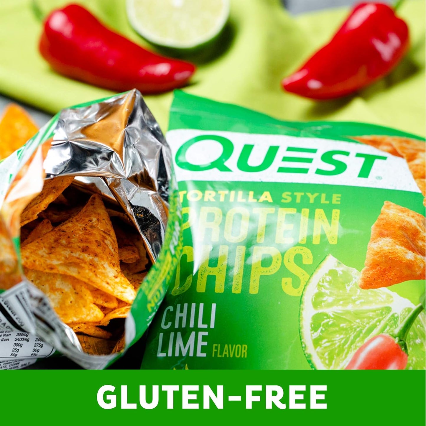 Chili Lime Tortilla-Style Protein Chips – 20g Protein, 3g Net Carbs, Gluten-Free (Pack of 12)