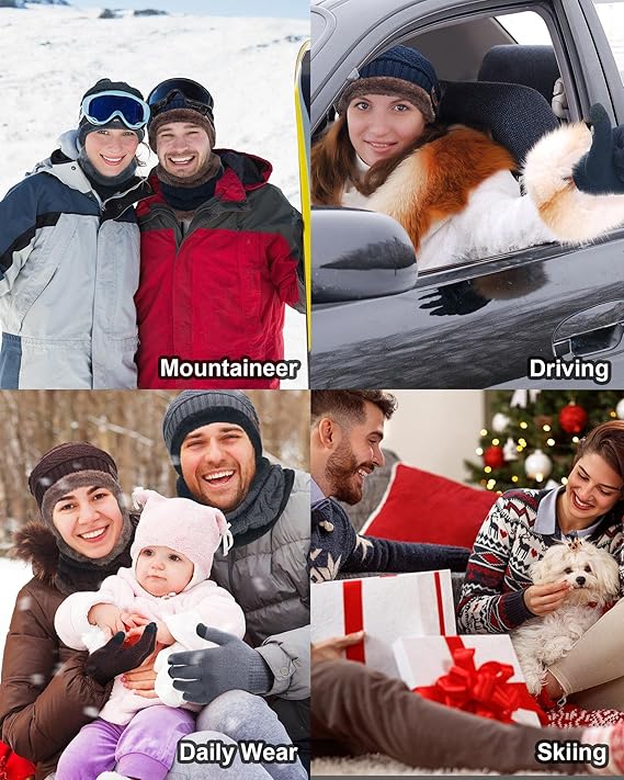 12-Piece Winter Set – Hats, Scarves & Touchscreen Gloves for Men & Women (4 Colors)