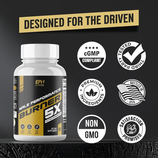 Male Performance Burner – GLP-1 Support Fat Burner for Men, Energy & Muscle Support (60 Capsules)