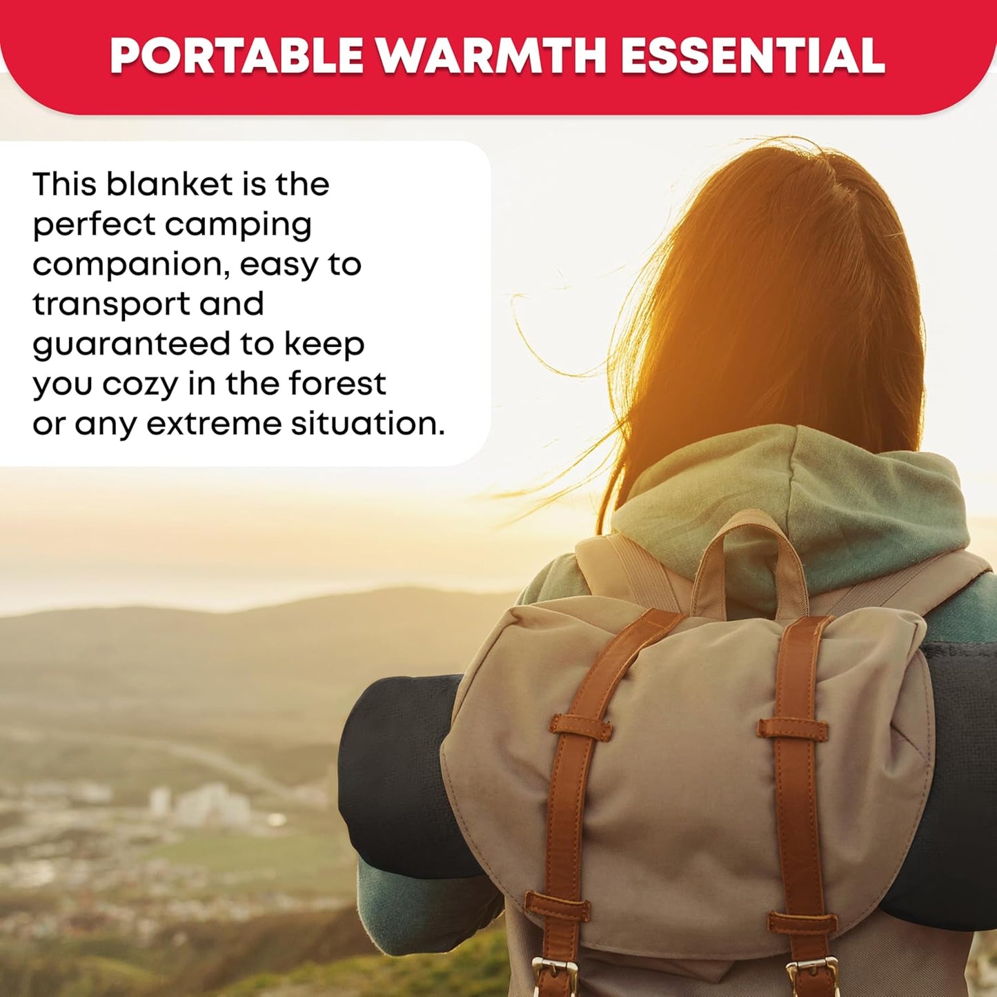 Military Wool Blanket – 80% Wool, Warm & Washable Outdoor Blanket (Grey, 96" x 66")