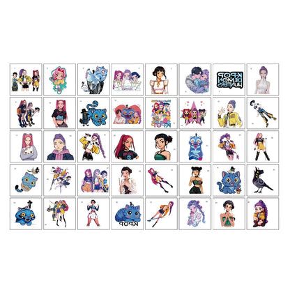 Korean Idol Demon Hunters Temporary Tattoos (40 PCS) – Cartoon Party Favors for Kids, Fans, Birthdays & Class Prizes