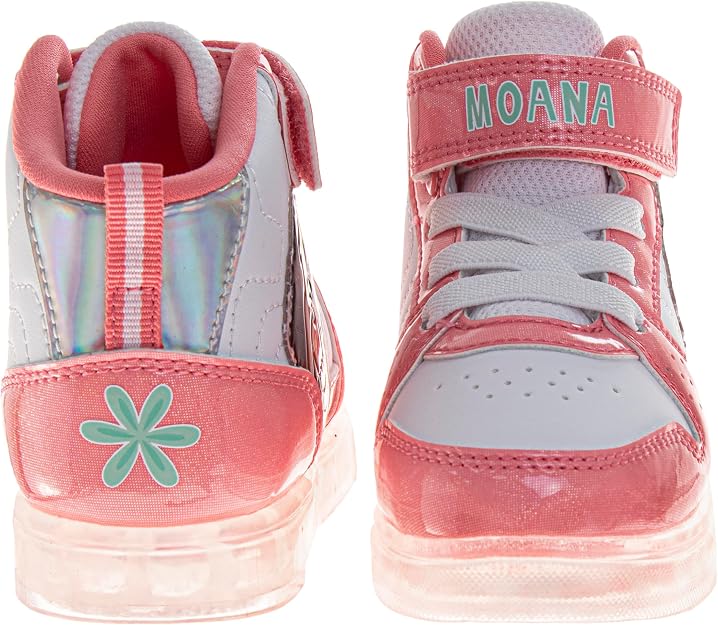 Moana Light-Up High Top Sneakers for Girls – LED High-Top Shoes (Sizes 6-12)