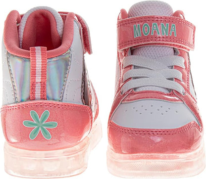 Moana Light-Up High Top Sneakers for Girls – LED High-Top Shoes (Sizes 6-12)