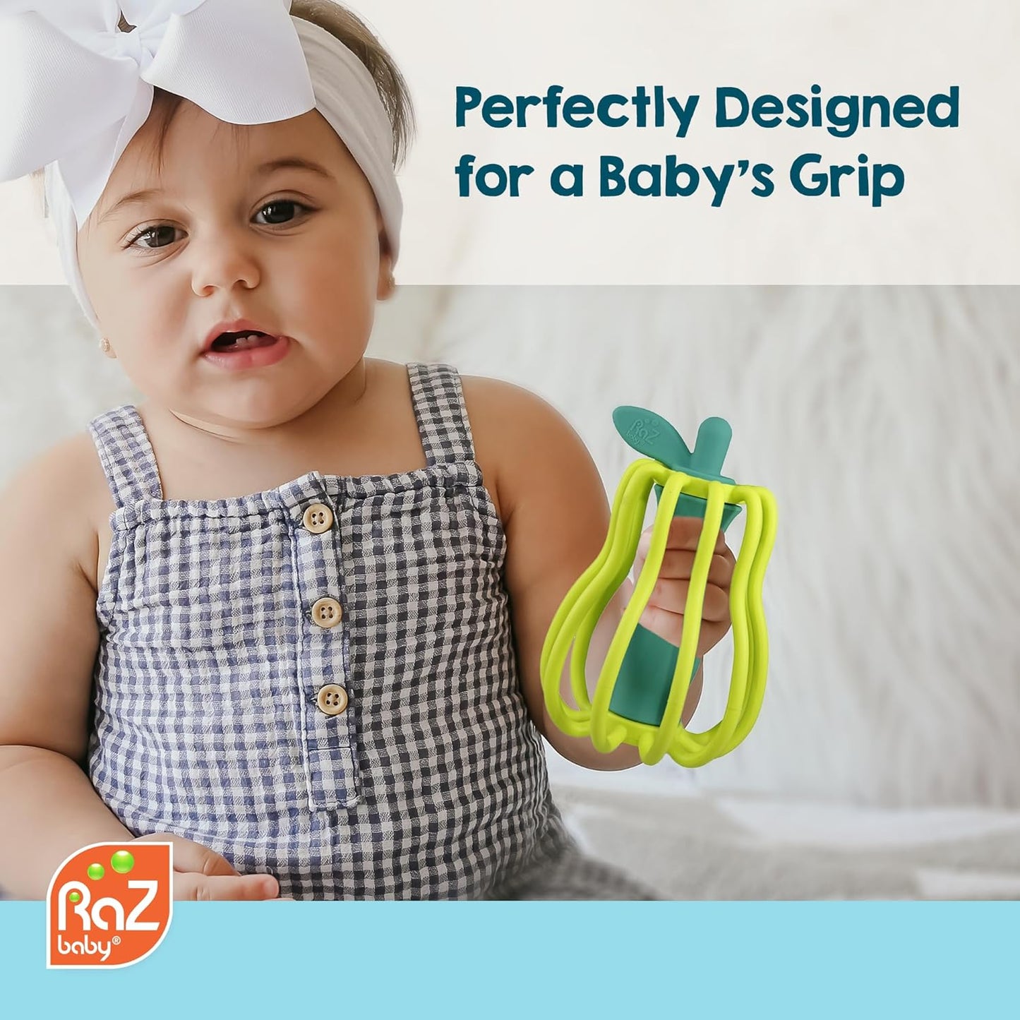 Silicone Teether & Rattle Toy – BPA-Free, Easy-Grip Teething Relief with Soothing Sounds (3M+)