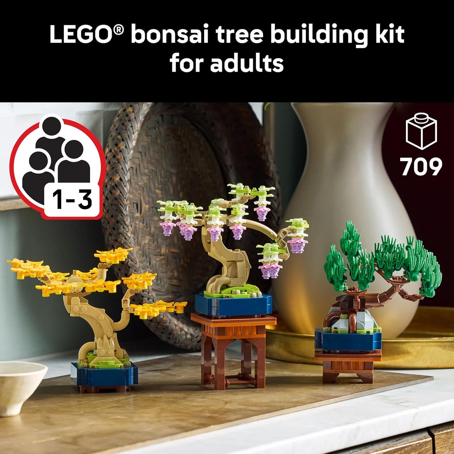 LEGO Botanicals Mini Bonsai Tree Set: Building Blocks for Adults 18+, DIY Home Decor - Perfect Christmas Gift!