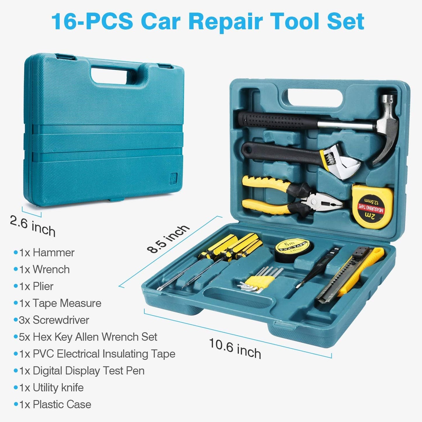 Car Roadside Emergency Kit – Jumper Cables, Safety Tools, Winter Essentials & Folding Survival Shovel