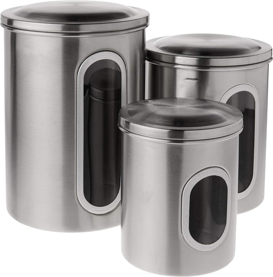 Stainless Steel 3-Piece Canister Set (5.75 x 6 x 8.5 inches)