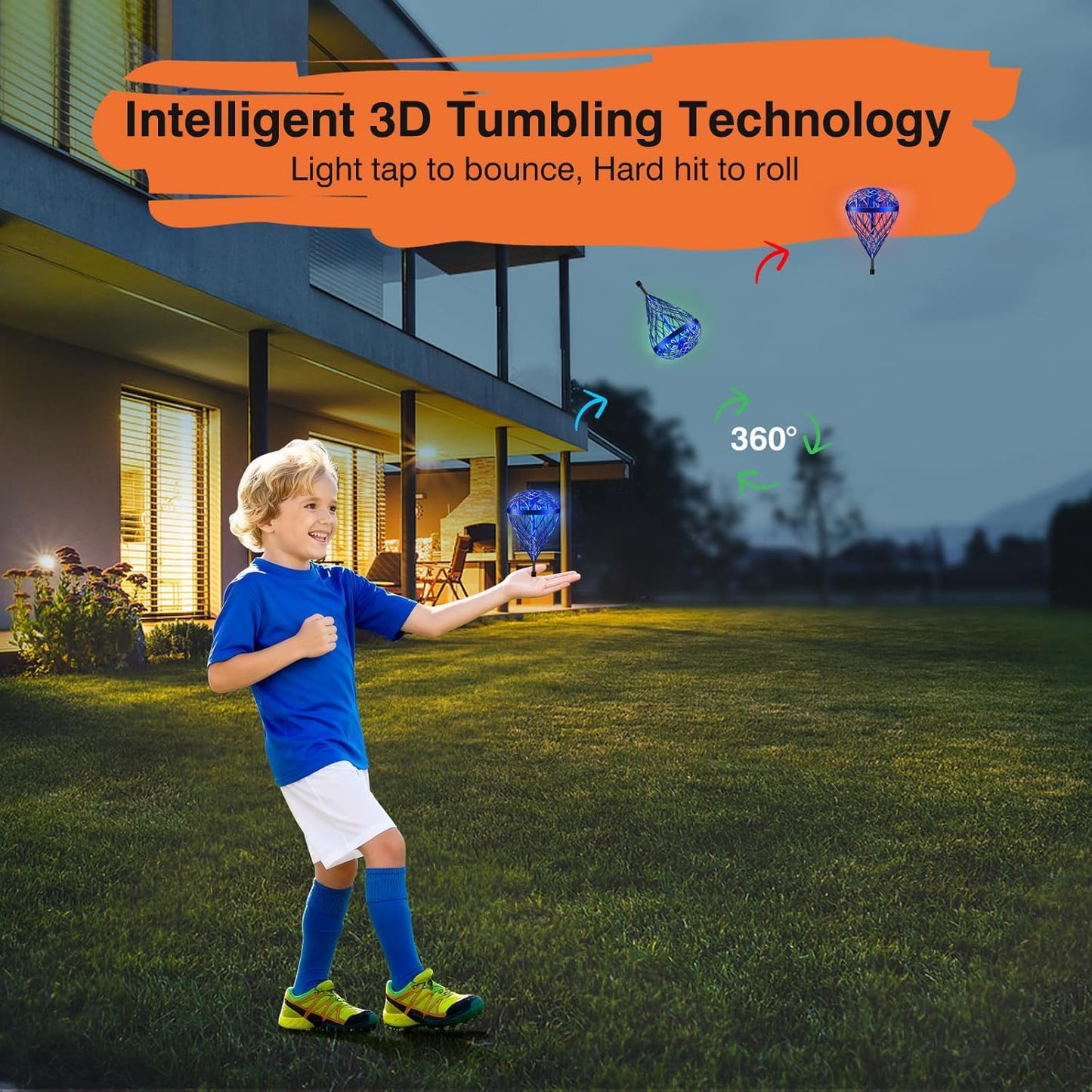 2025 Flying Bouncing Ball Toy – Interactive Outdoor Bounce Toy with 3D Flip | Perfect for Kids Ages 6-12+ – Great Birthday Gift for Teens (Blue)