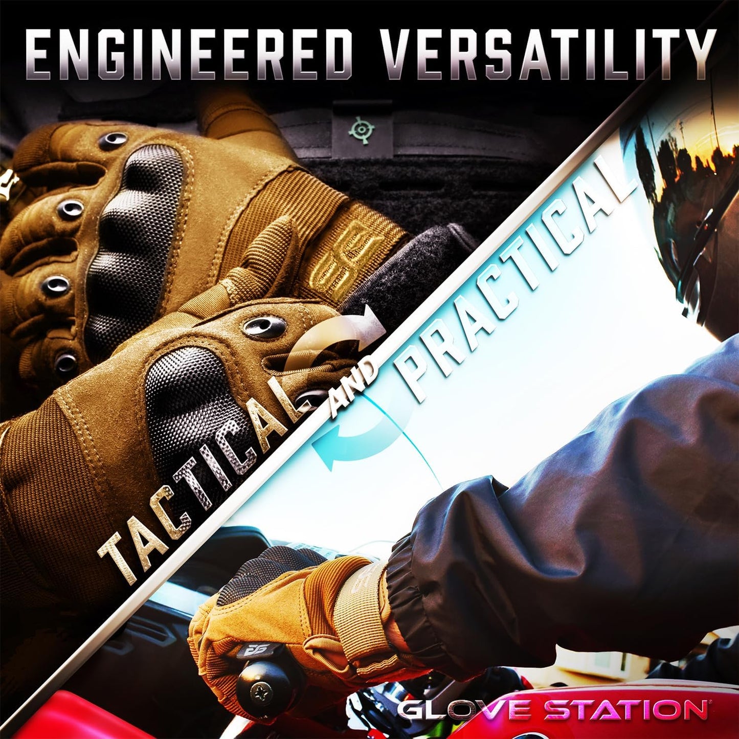 Men's Tactical Gloves - Touchscreen with Hard Knuckle Protection