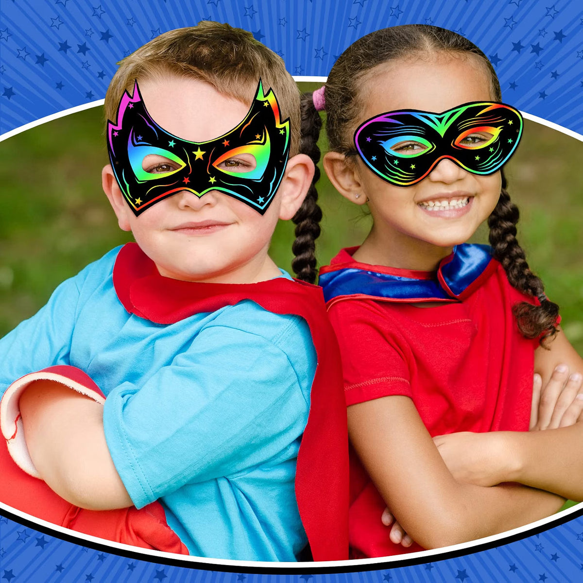 150-Piece Halloween Hero Scratch Masks for Kids – Classic DIY Art Craft Kit & Party Favors