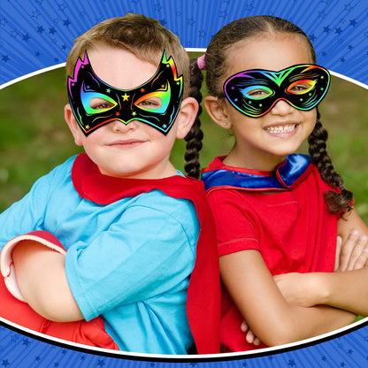 150-Piece Halloween Hero Scratch Masks for Kids – Classic DIY Art Craft Kit & Party Favors